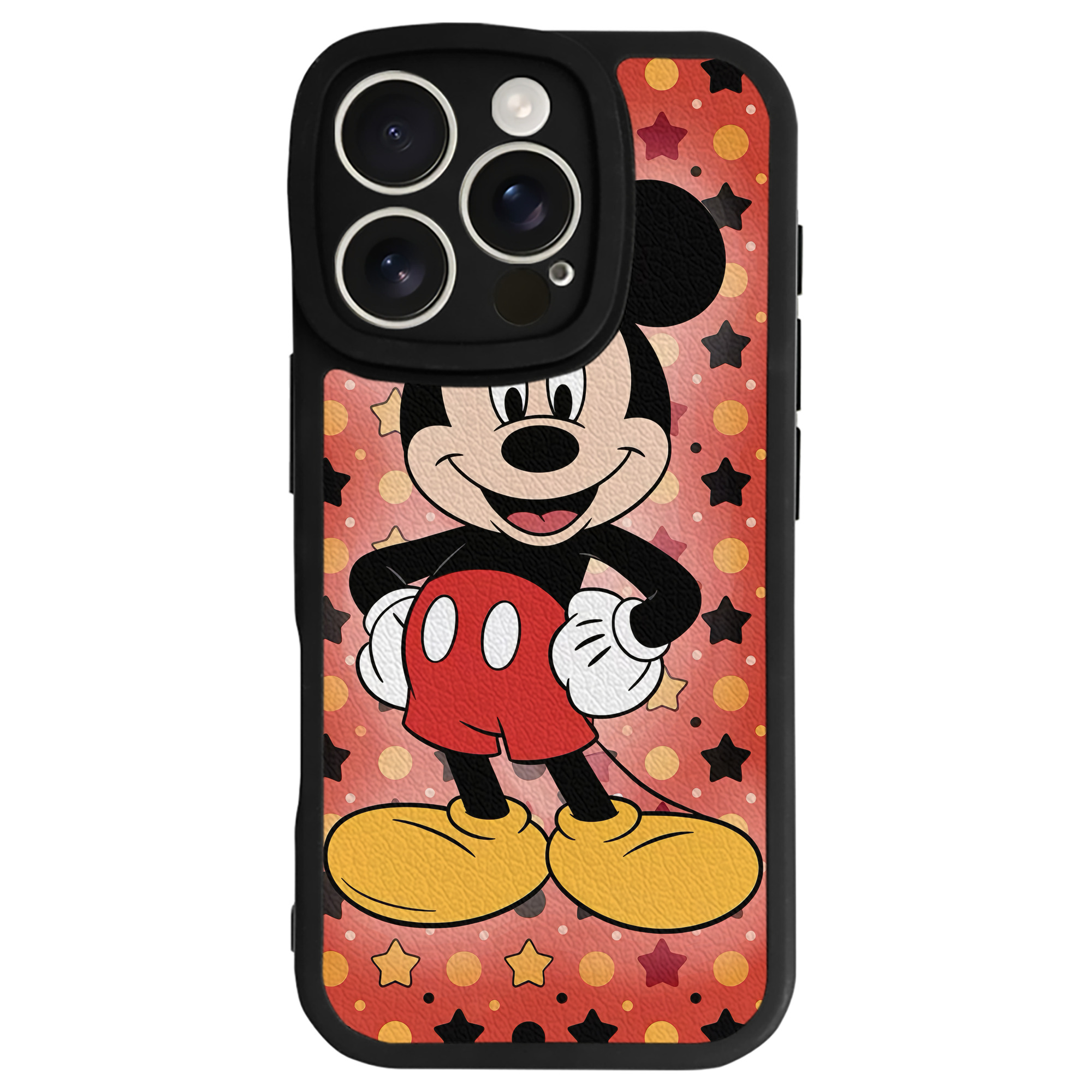 （画像用） ミッキーマウス Mickey Mouse 【iPhone 16シリーズ対応】シリコンスマホケース（レザー調） 材質：シリコン